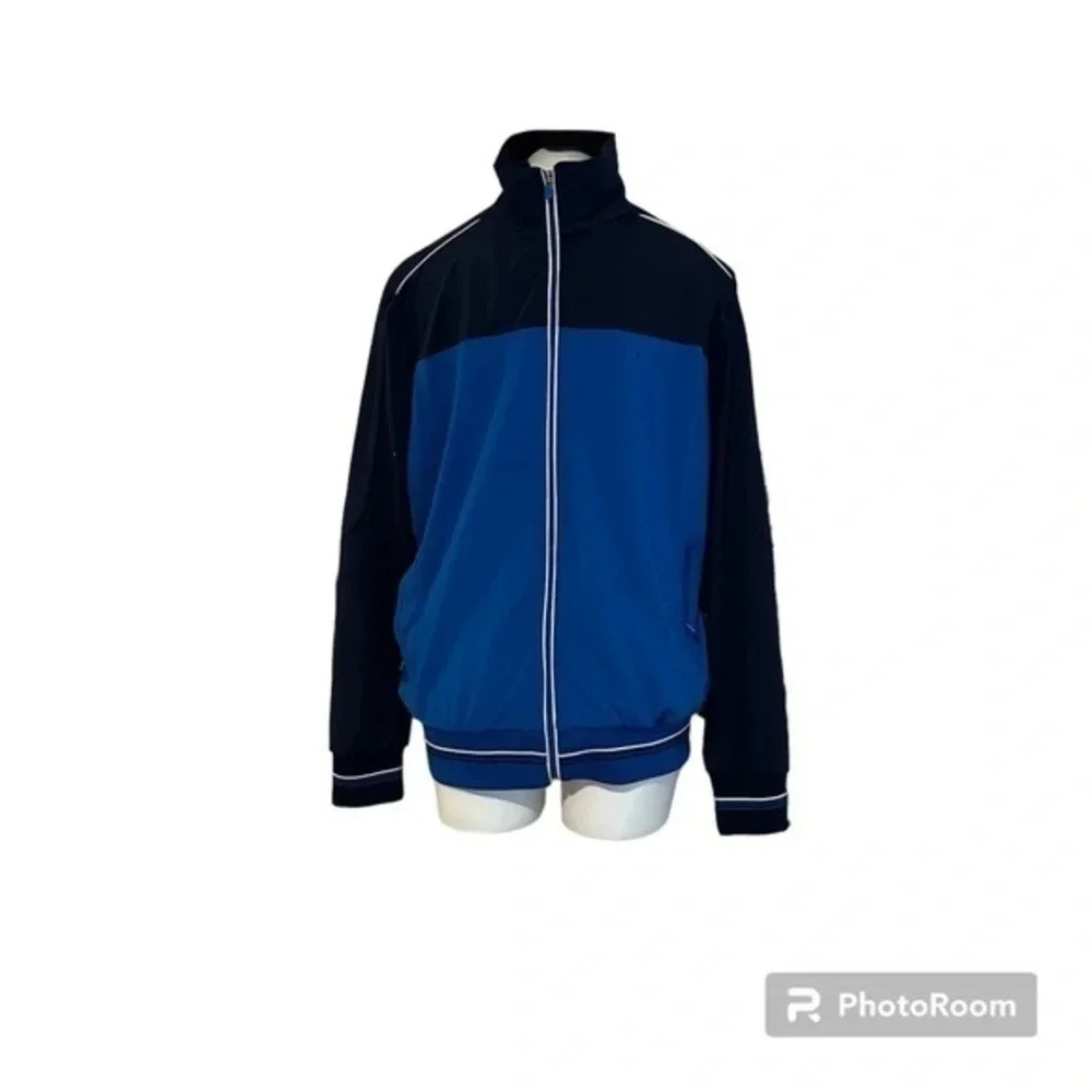 Blue & Black Full Zip Up Athletic Golf Jacket Mens Size L.